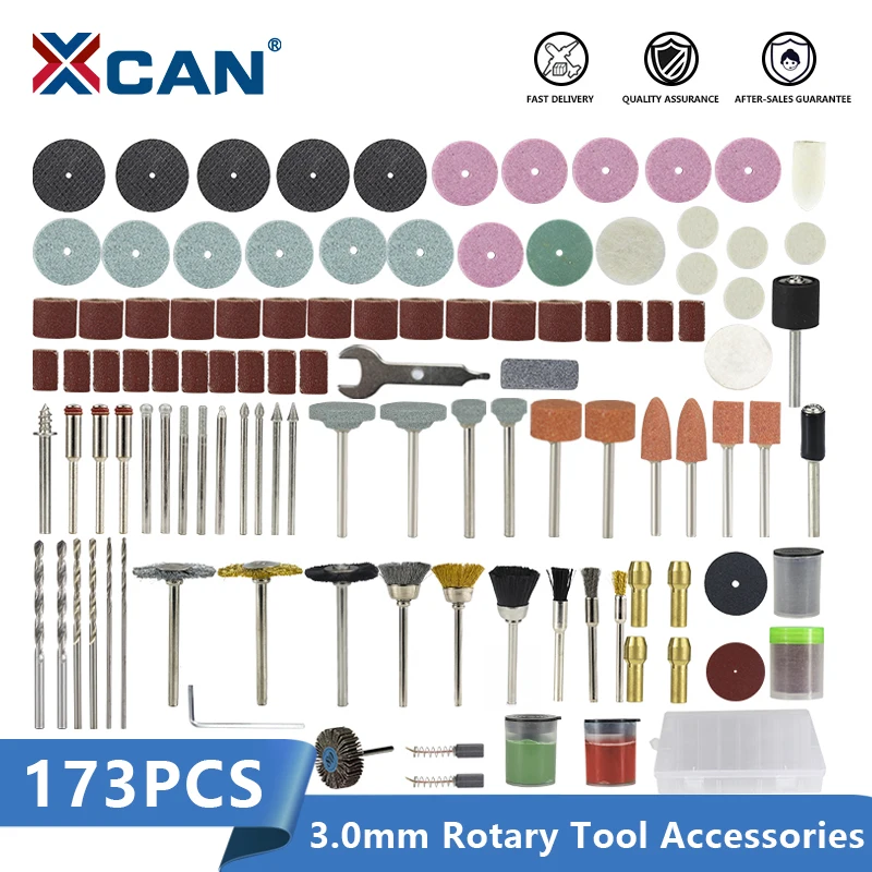 

XCAN Abrasives Tool 173pcs 1/8'' Shank Rotary Tool Accessory Kit Wood Metal Engraving for Dremel Rotary Tool