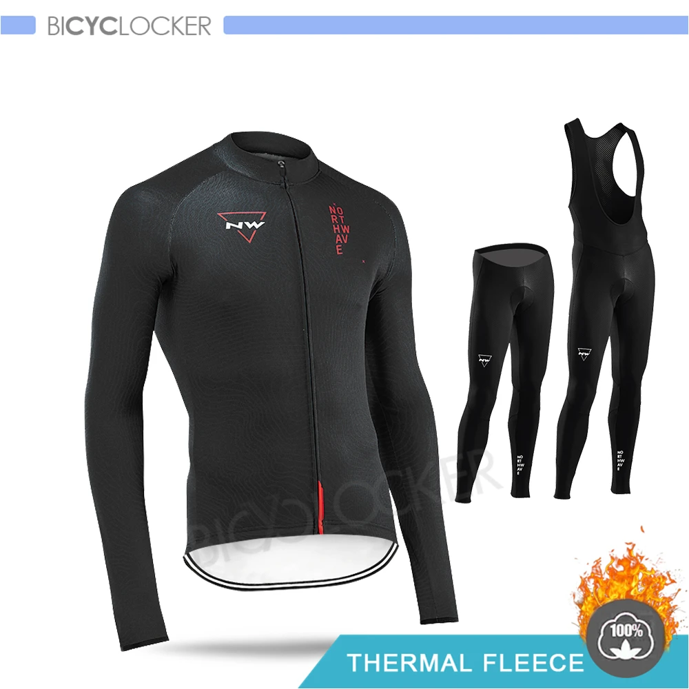 Northwave Warm Winter Thermal Fleece Cycling Clothes NW Men's Jersey Suit Outdoor Riding Bike MTB Clothing Pants Triathlon