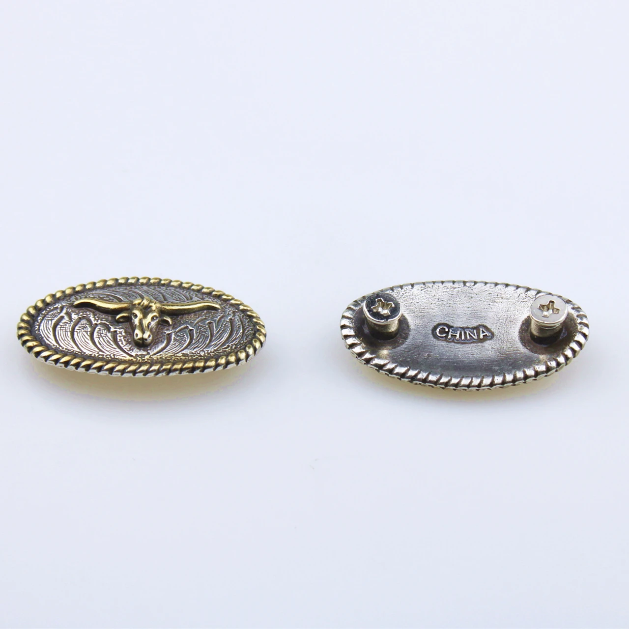 DIY Leathercraft Hardware Karaqusa Longtorn Steer Concho Antique Silver & Gold Plated #JP-1866 3
