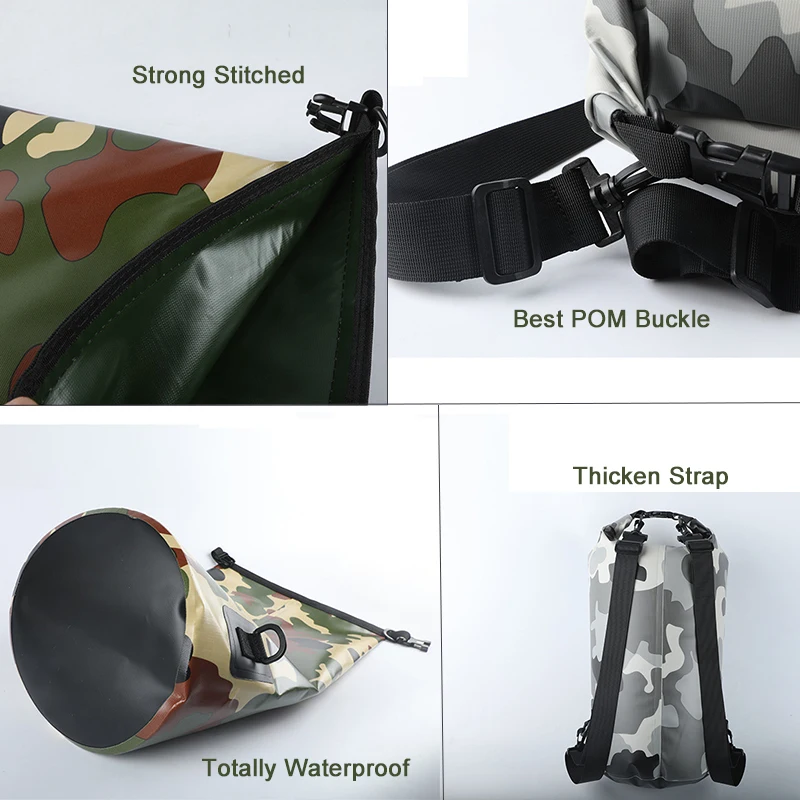 Trekking Waterproof Raft Backpack Drybag Rolltop Camping Swimming Bag Floating Mochila Impermeable Pvc Kayak Sea Bag For Tourism