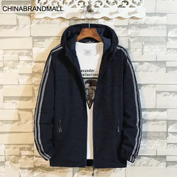 

Men Plus Fat Plus Size With Cap Windbreaker Thin Coat Male Leisure Jacket