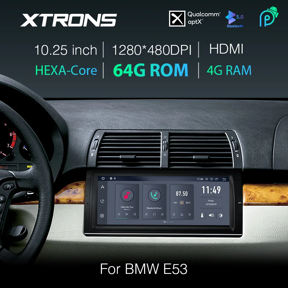 XTRONS 10,25 ''Android 9,0 PX6 автомобильный стерео плеер gps HDMI Bluetooth Hi · Res аудио Код для BMW X5 E53 1999-2004 2005 2006 без DVD