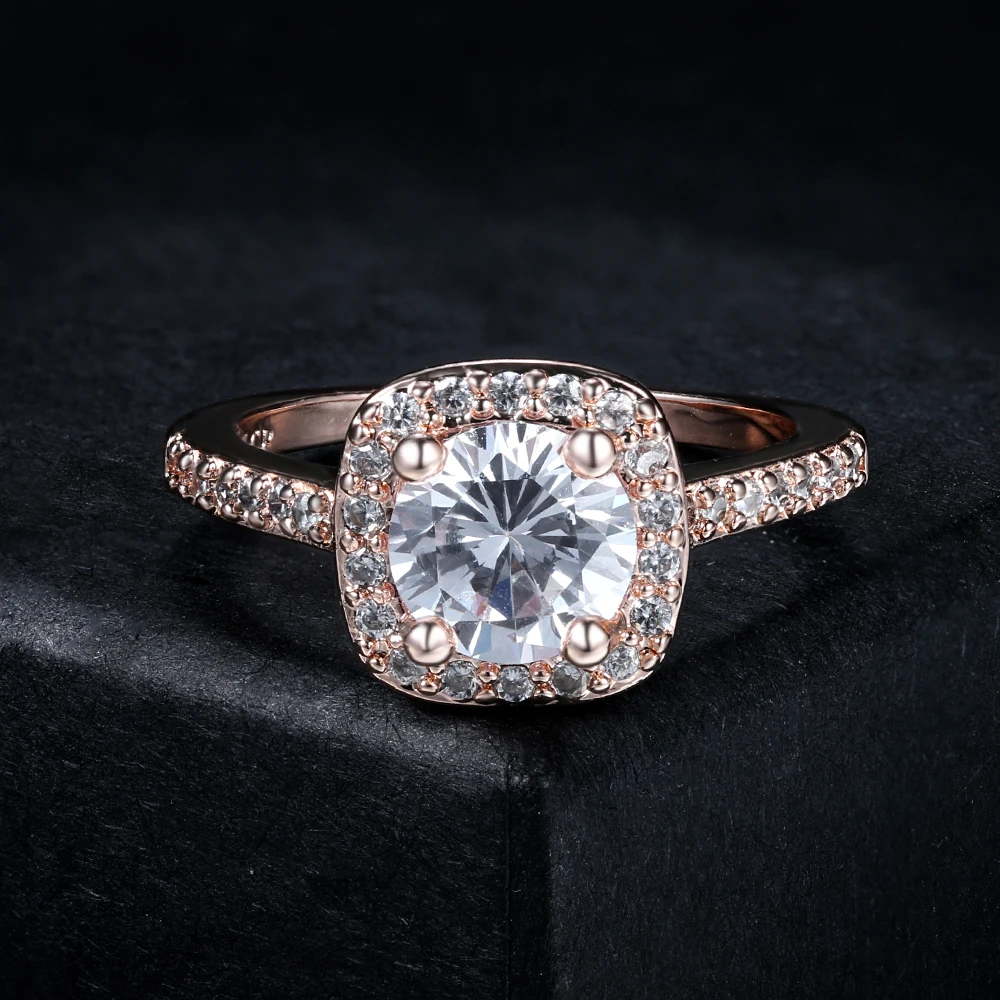 Женское Обручальное кольцо с фианитом розовое золото R559 R560|ring jewelry|engagement ringfashion