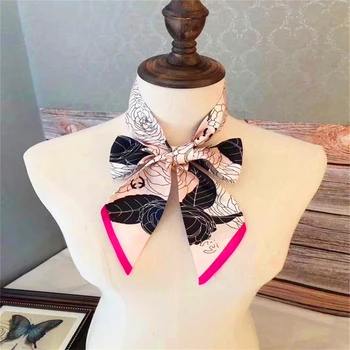 

2020 Women's Silk Scarf Real Silk Hair Collar Silk Scarf Square Brand office Printing Hotel Attendant Handkerchief Wristband
