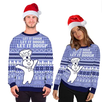 

Winter Christmas Unisex Lovers Concise Fashion Cute All-match Cartoon Pattern Round Collar Personality Hoodie New