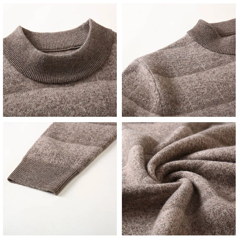 COODRONY Brand Sweater Men 100% Merino Wool Pullover Men Thick Warm Winter Cashmere Sweaters Casual Striped Pull Homme Top 93027