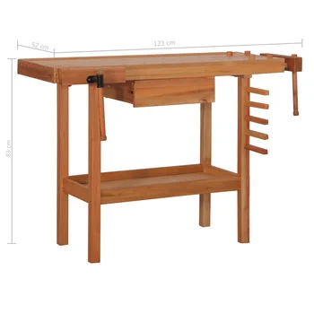 

Carpentry Work Bench With Drawer 2 Vises Hardwood Heavy-Duty Wooden Workbench For Both Professional And Personal Use