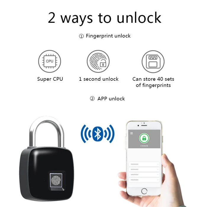 Умный замок отпечатков пальцев Bluetooth без ключа Противоугонный замок отпечатков пальцев для чемодана шкафчика JS22