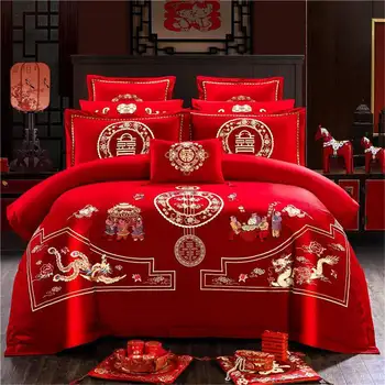 

Wedding comforter bedding sets Queen king 4/6pcs Bedding Cover Suit for Couple Lace with sheet pillow fashion of Bedspreads