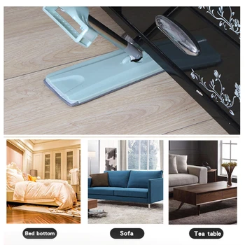 

New Flat Mop Free Hand Washing Stainless Steel Handle Spin Mop House Office Cleaning Tool Microfiber Pad Kitchen Floor Clean