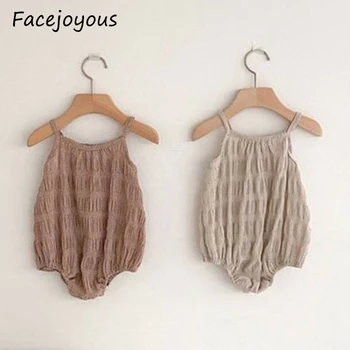 

2020 Summer Newborn Infant One-pieces Clothing Bodysuits Baby Girl Solid Sleeveless Sling Bodysuit Jumpsuit Outfit