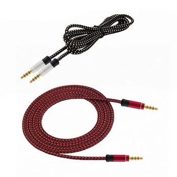 

2x Black /Red 1.5 Meter High-Grade Braided Metal o Cable 3.5 mm AUX o Cable