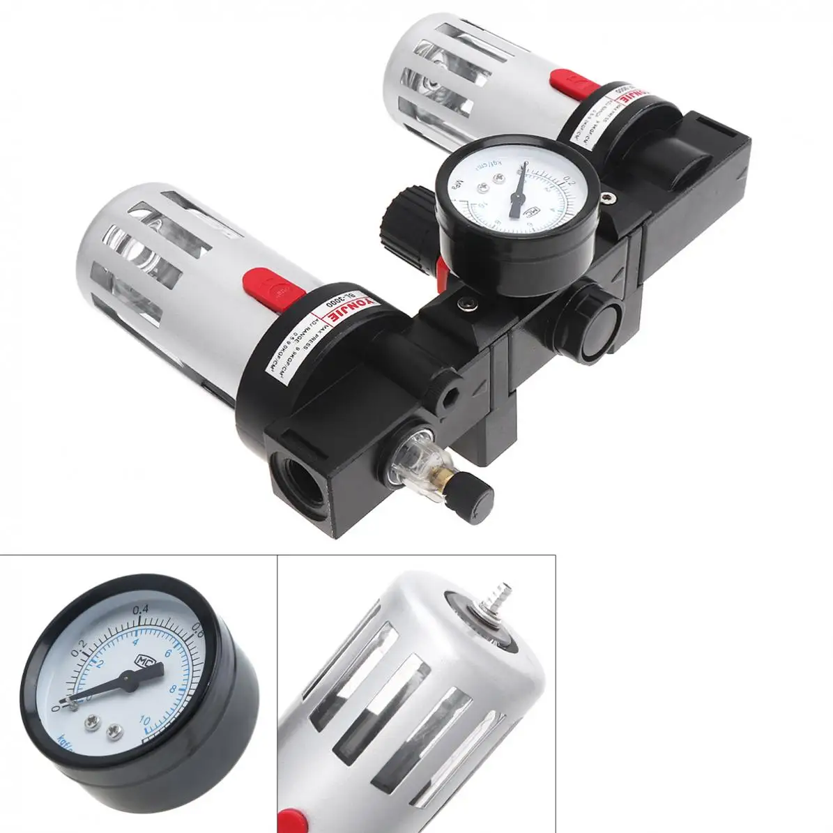 

BC3000 Air Compressor 0-1.0mpa Adjustable Three Union Oil Water Separator Regulator PT3/8 (mm) Caliber with Gauge