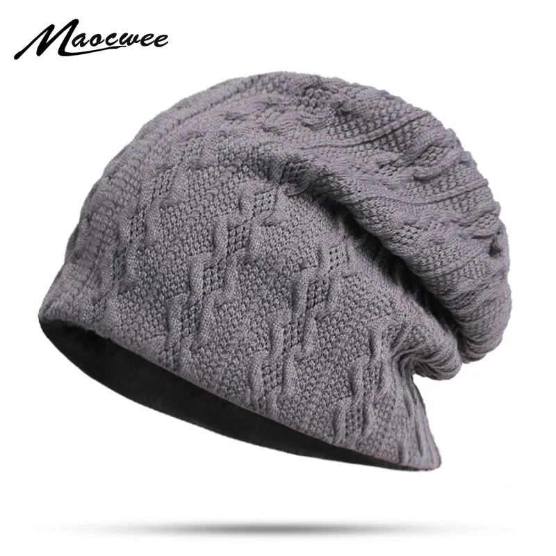 

2019 Fashion Beanie Hat Knitted Winter Thicker Warm Black Hats And Warm Outdoor Beanie Soft Knitted Solid Cotton Unisex Caps