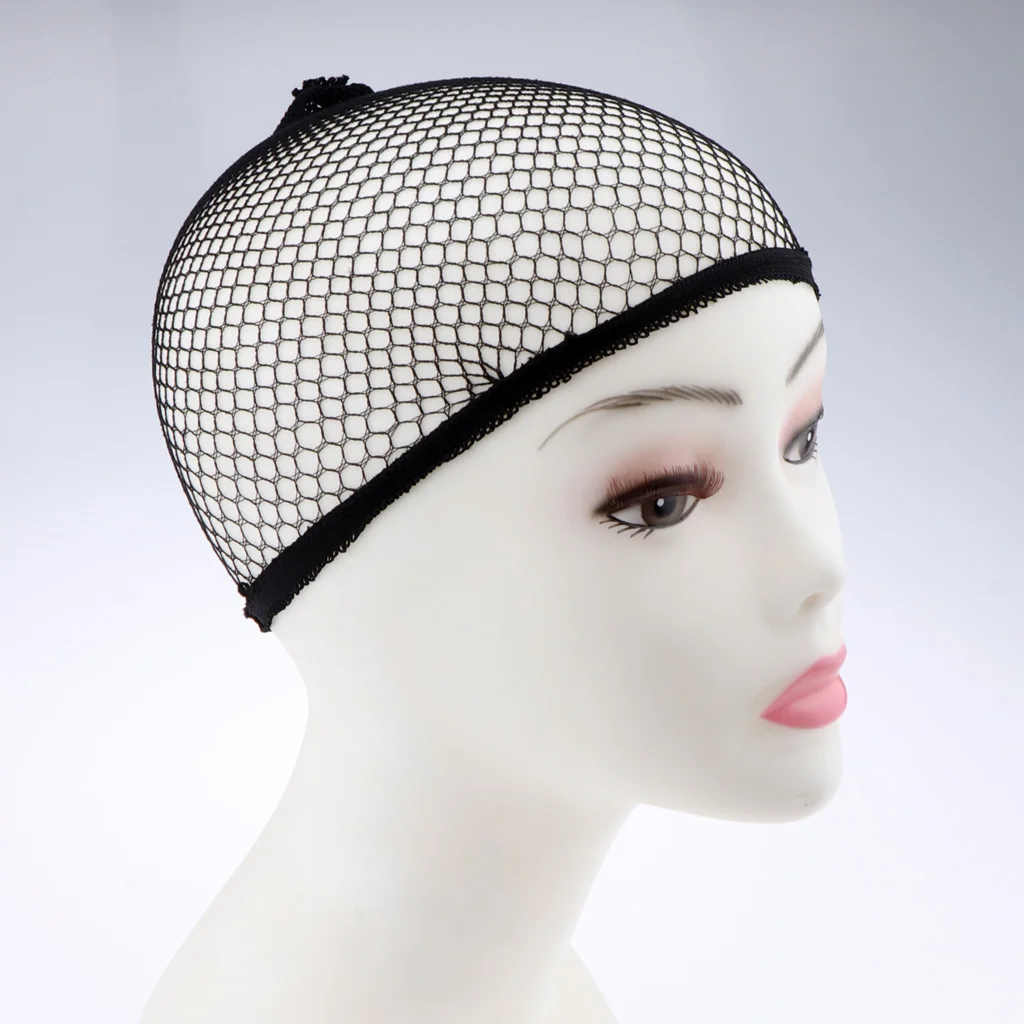 5x Comfortable Breathable Black Stretchable Mesh Wig Cap Elastic Hair Snood Nets Spandex for Cosplay Unisex