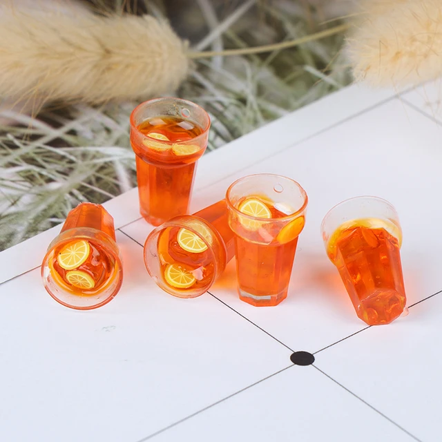 5Pcs Mini 1:12 Dollhouse Miniature Food Lemon Tea Cups Doll House Drinks Model Toy 4