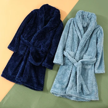 Autumn Winter Kids Sleepwear Robe 2020 Flannel Warm Bathrobe For Girls 4-18 Years Teenagers Children Pajamas For Boys 1