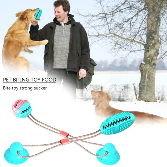 Multifunction Pet Molar Bite Toy Suction Cup Feeder Chewing Cleaning Teeth for Dog Puppy TN99