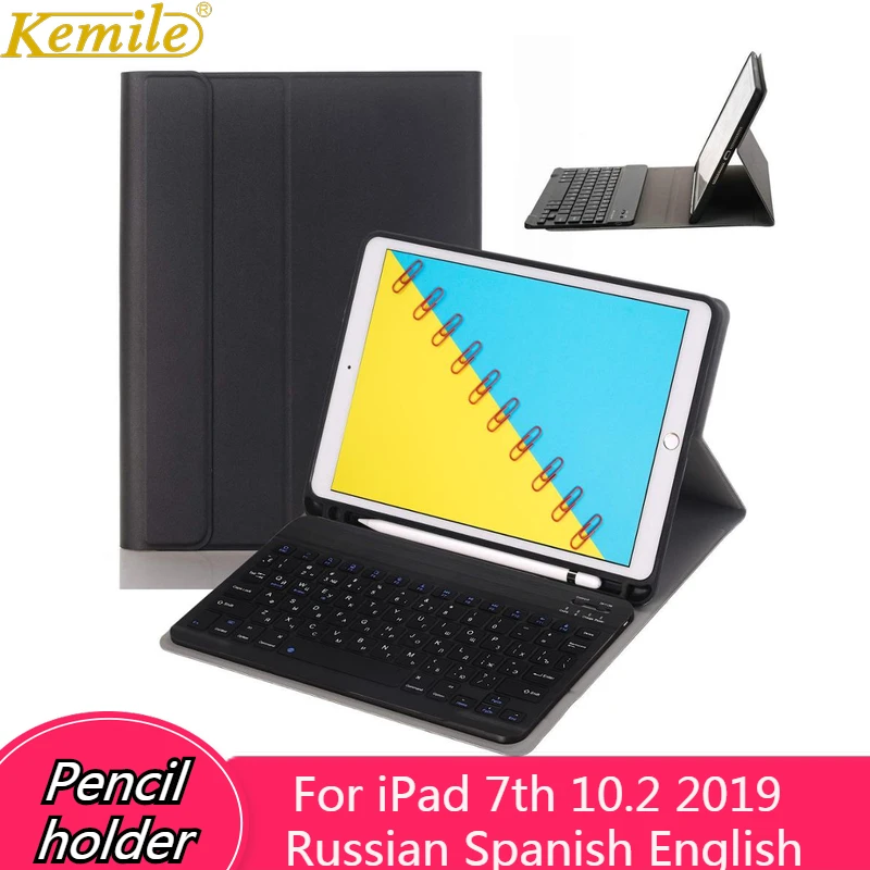 Клавиатура с испанской раскладкой для iPad 7 10 2 2019 Bluetooth клавиатура держателем