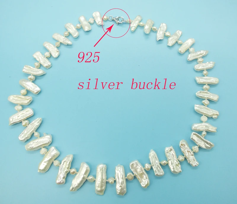 По супер цене! Жемчуг бива ожерелье, натуральный японский белый пресноводный жемчуг бива, самые классические женские ювелирные изделия ожерелье 19"