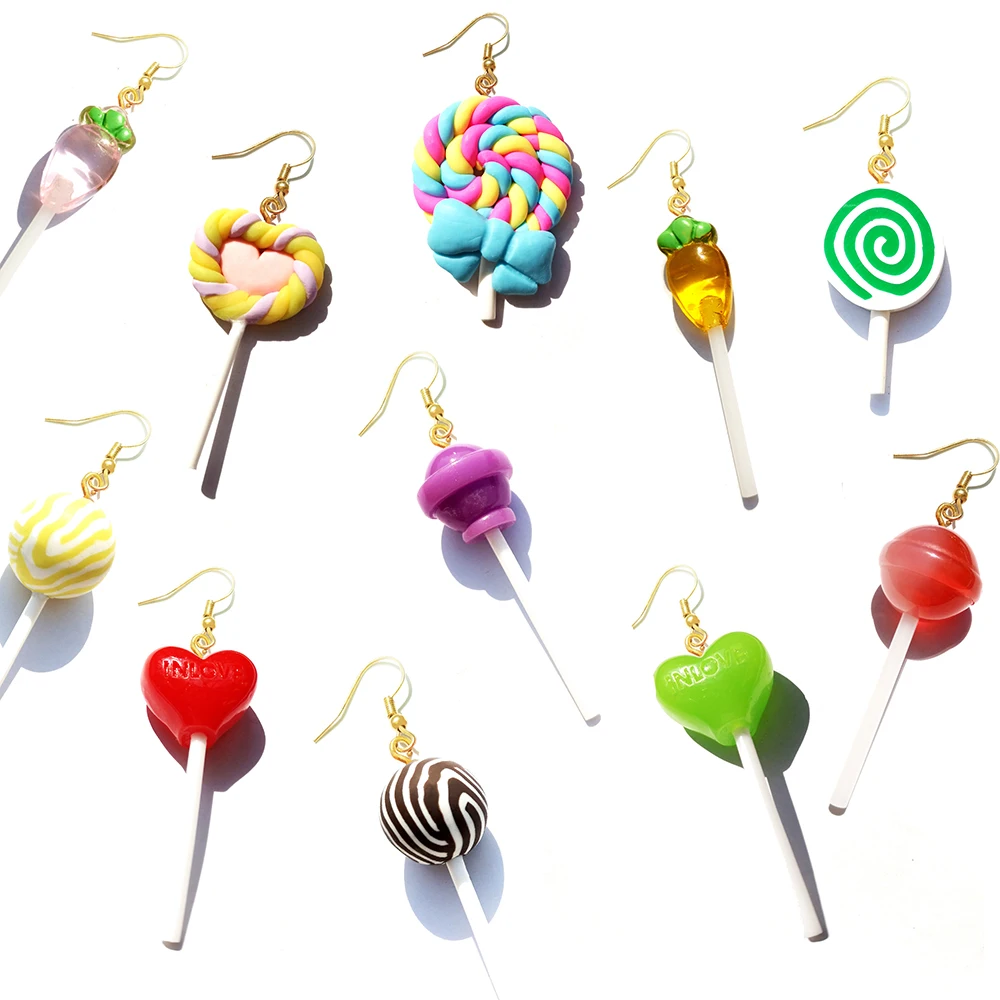 

Earring For Women Resin Candy Lollipop Drop Earrings Children Jewelry Custom Made Handmade Cute Girls Heart