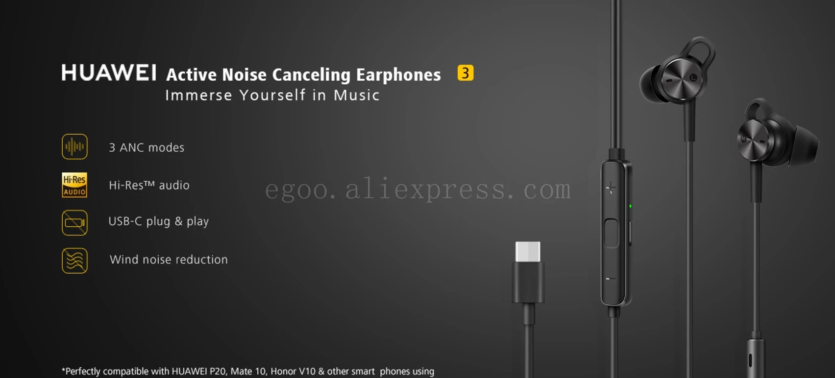 HUAWEI Active Noise Canceling Earphones 3 description image