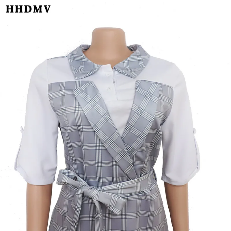 HHDMV XL6029 элегантный формальный стиль платья Половина рукава лацканы карманы Украшение спинки стула плед платья Красочные длиной до колен