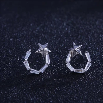 

S925 Sterling Silver Earrings Earrings Boutique Jewelry Popular Moon Stars Inlaid Zircon Earrings Wedding Gift