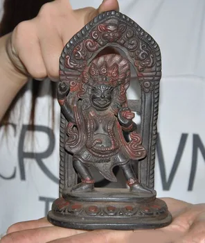 

wedding decoration 6"Old Tibet Tantric Buddhism bronze Mahakala Dorje Wrathful Deity Buddha statue