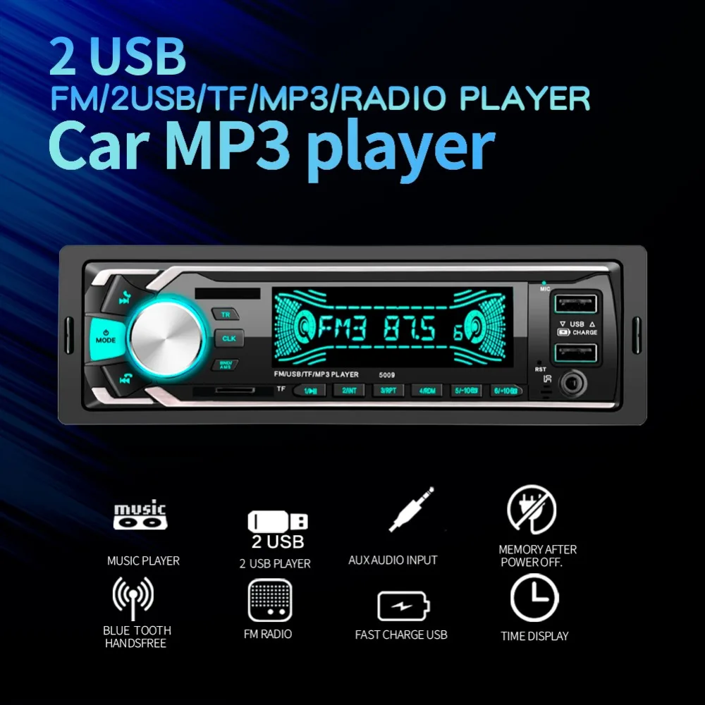 Solo 1Din Coche Radio Digital Bluetooth Estéreo Audio Reproductor de MP3 FM/USB/AUX-in/TF 