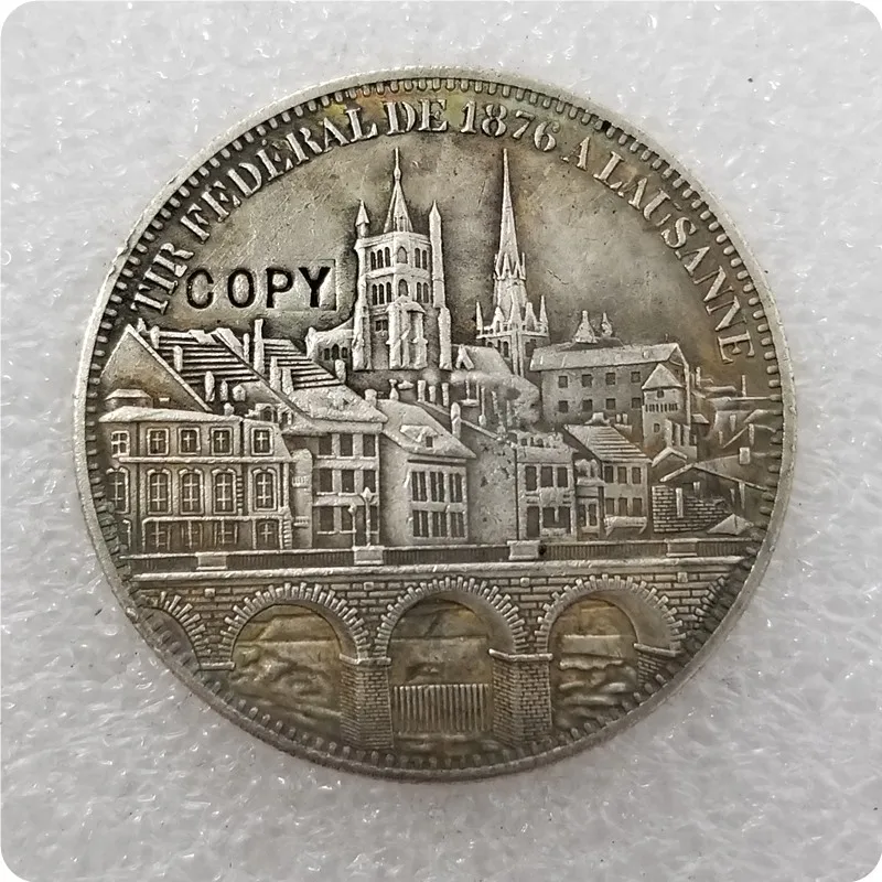 1876 Switzerland 5 Franken Shooting Festival COPY commemorative coins-replica coins medal collectibles | Дом и сад