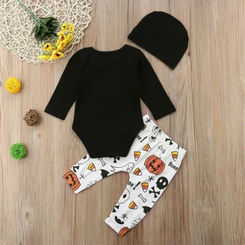 0-18M Halloween Infant Newborn Baby Boy Girl Clothes Set 1st Halloween Romper Jumpsuit Cartoon Pumpkin Ghost Pants Baby Costumes