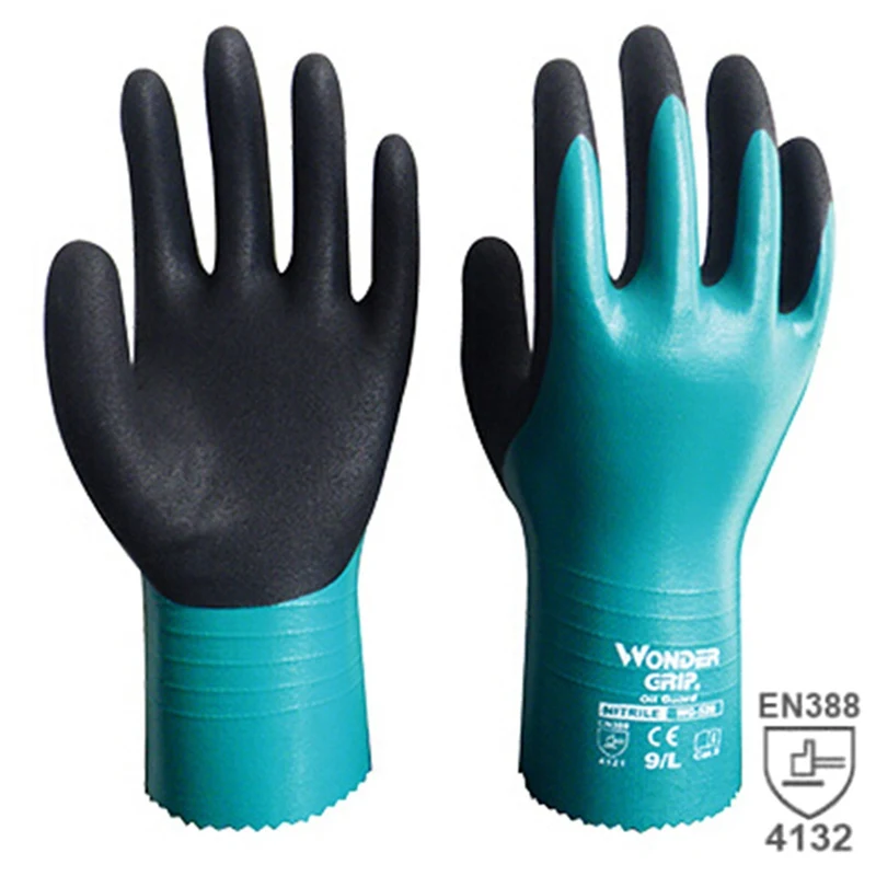 4132 химическая устойчивая Защитная перчатка нитриловая полностью погруженная водостойкая Рабочая перчатка маслостойкая Удобная антибиотик - Цвет: WG-528 GR