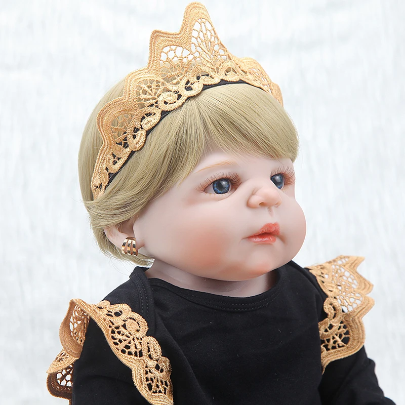 55 см Reborn Baby Doll игрушка полная силиконовая пачка платье принцессы ткань тело короткие волосы Реалистичная кукла малыш подарок
