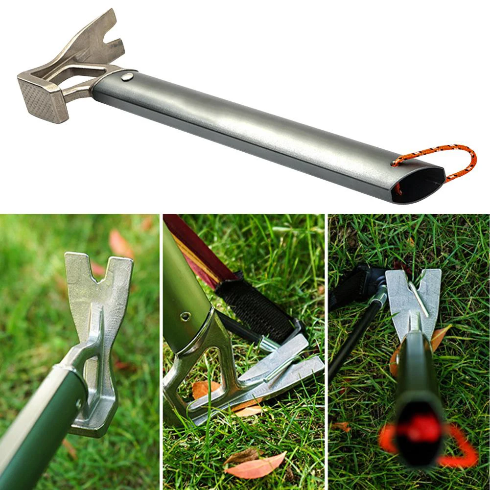 

Tent Hammer Lightweight Aluminum Handle Stainless Steel Hammer Outdoor Mountaineering Camping Tent Nail Puller Hammer Tool