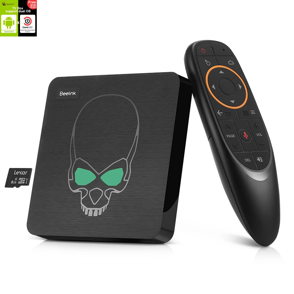 

Beelink GT-King Android 9.0 and CoreELEC Linux Dual OS 4K TV Box 4GB 64GB Amlogic S922X 2.4GHz+5.8GHz WiFi with Voice Remote