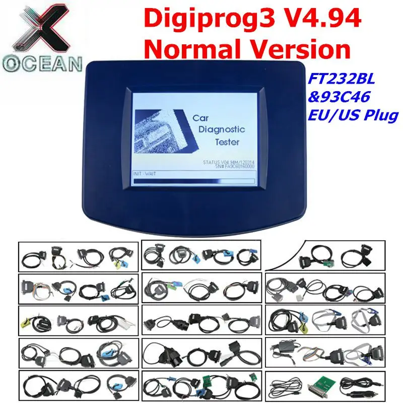 

Digiprog 3 V4.94 Normal Version CPU FTDI FT232VL&93C46 Odometer Correction Digiprog 3 All adapter Mileage Adjustment Reset