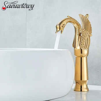 

Free Shipping Gold / ORB / Chrome / Hot And Cold Water Faucet Swan Basin Sink Mixer Faucet Deck Installation Basin Faucet