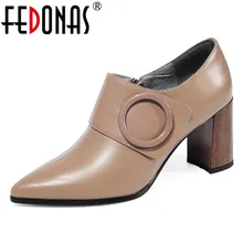 FEDONAS/женские туфли-лодочки на высоком каблуке; классические женские туфли из натуральной кожи с острым носком; сезон весна-осень; Новая женская повседневная обувь на молнии для выпускного вечера
