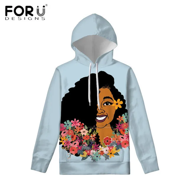 FORUDESIGNS/черные африканские женские худи с принтом толстовки Harajuku с капюшоном для леди зимние пуловеры одежда с длинными рукавами - Цвет: YQ1916Z72W