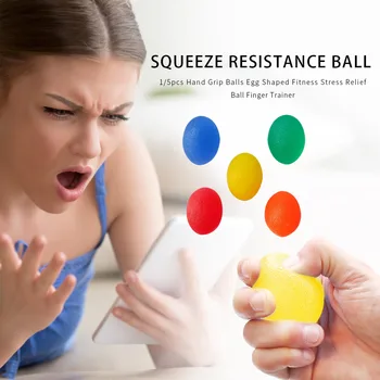 

1/5pcs Hand Grip Balls Egg Shaped Fitness Exercise Stress Relief Balls Forearm Wrist Finger Exerciser Trainer Stress Relief Ball