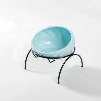 

Dog Cat Bowl,Ceramic Pet Bowl with Non-Slip metal Stand,Water Bowl Dish for Cats