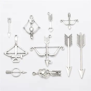 

20PCS/Bag Vintage Metal Retro Silver Bow and arrow Charms DIY Fashion Accessories Pendant Charms for Jewelry Making
