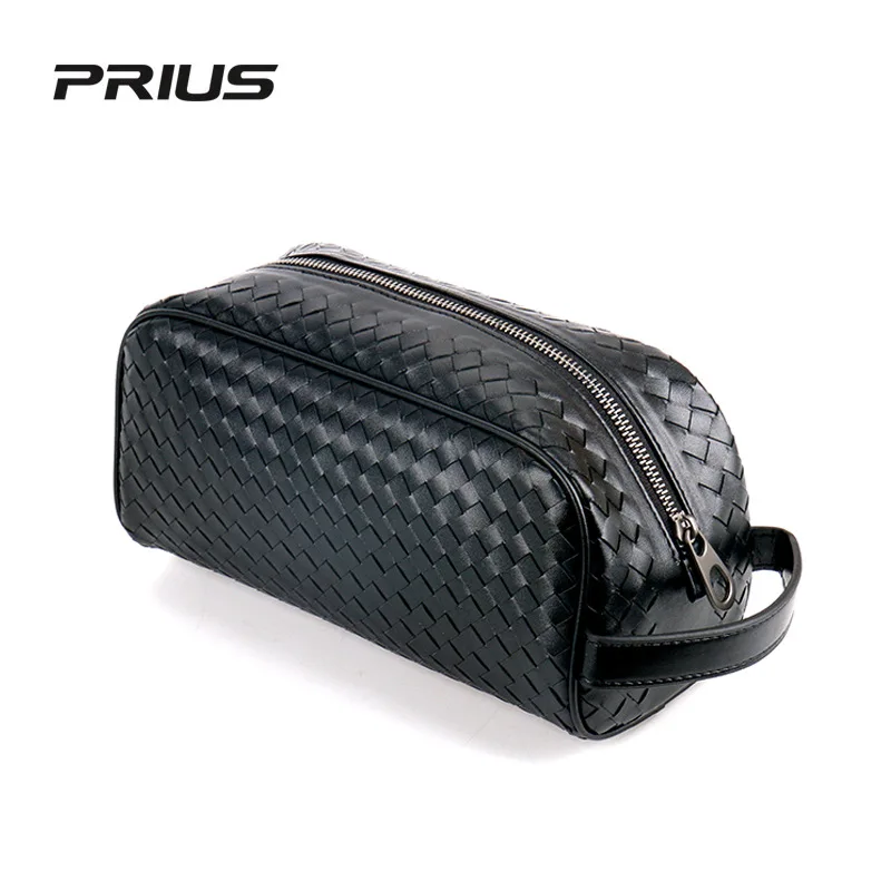 

Prius2020 New Style Men Clutch Bag Hand-woven Large Capacity Clutch Bag Real Leather Toiletry Bag Fashion Briefcase