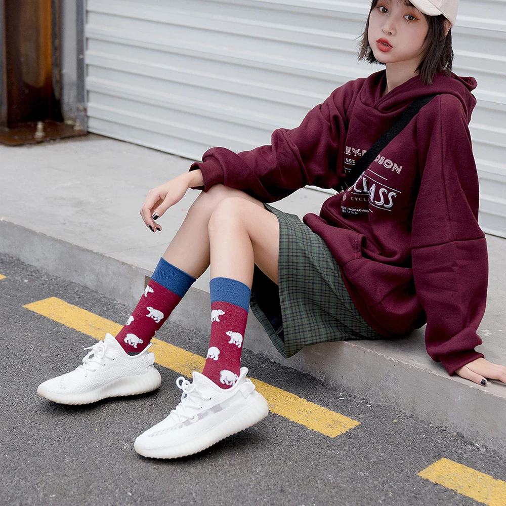 Женские носки новые зимние милые носки в стиле хип-хоп с животными забавные уличные носки Harajuku скейтборд счастливые носки подарки на свадьбу рождство