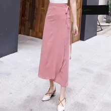 Fdfklak, одношаговая юбка, женская, весна-лето, длинная, неровная, для пляжа, отдыха, шифоновая юбка, милая, на шнуровке, юбки для женщин