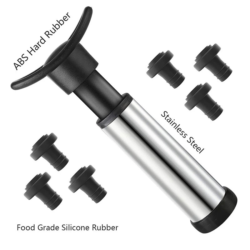 Wine Saver Pump Preserver, Update 6 Vacuum Wine Stoppers with Exhaust Button, Bottle Sealer for Keep Wine Fresh