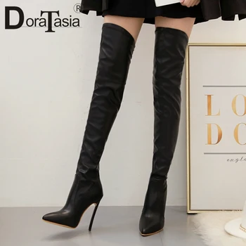

DORATASIA New Brand Sexy Pointed Toe Thigh High Boots Party High Boots Women Thin High Heels Over The Knee Shoes Woman
