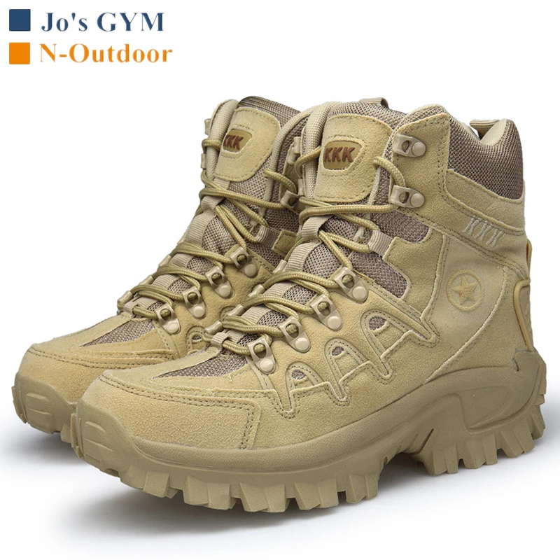 

New Desert Tactical Boots Men Plus Size Wear-resisting Work Safety Shoes Waterproof Outdoor Climbing Non-slip Hiking Ankle Boots