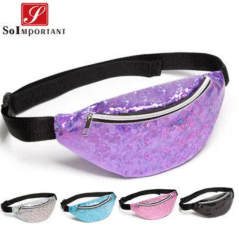 

Fanny Pack Women Designer Leather Waist Bag Fashion Sequins Shoulder Messenger Chest Bag Coin Belt Purses Phone Bag Key Pouch